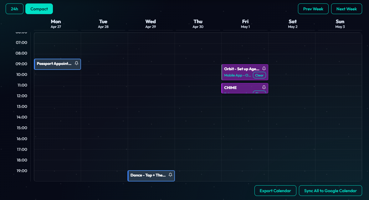 Calendar export or Google Calendar sync